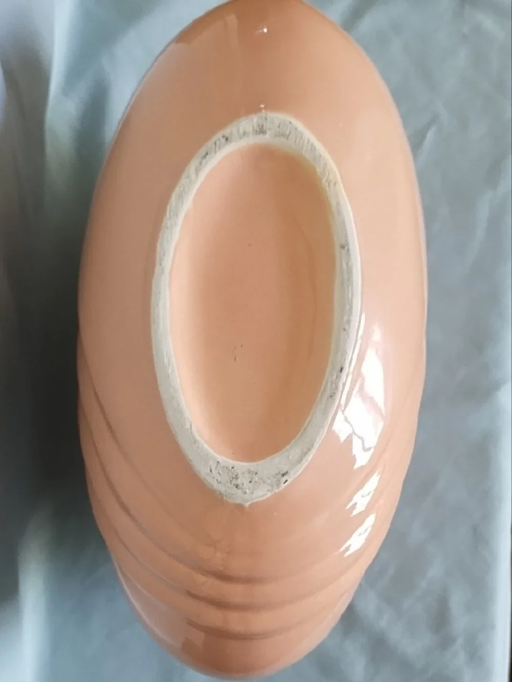 Vintage 80's Art Deco Glossy Peach Ceramic Decorative Vase Neo Deco Home Accents